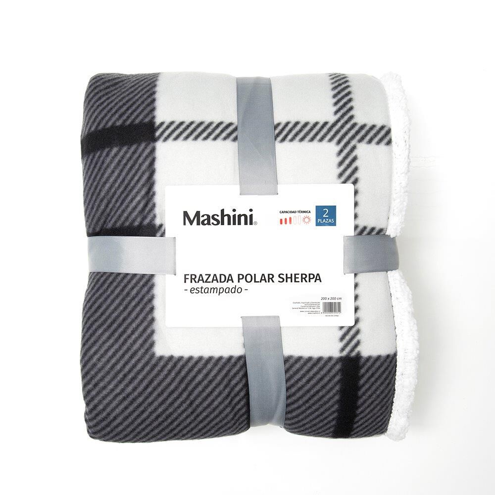 Frazada Polar-sherpa Estampada 1.5 Plazas Tartan Gris image number 2.0