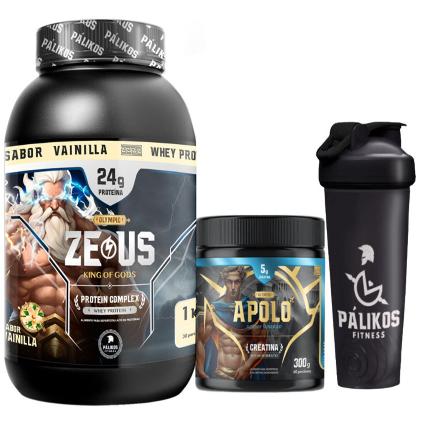Proteina Zeus Complex 1kg (sabor Vainilla) + Creatina Apolo 300g + Shaker image number 0.0