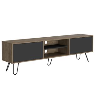 Rack Tv 80" 2 Puertas Fm-007c Café Claro Y Plomo