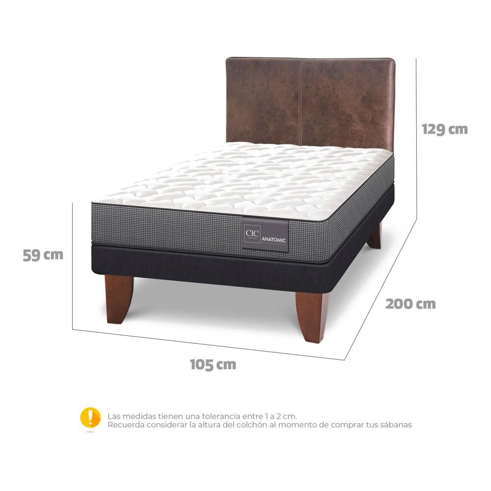 Cama Europea Cic Anatomic / 1.5 Plazas / Base Normal + Respaldo image number 2.0