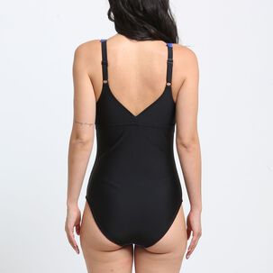 Traje De Baño Deportivo Morado Ajuste Perfecto Corte Espalda En V