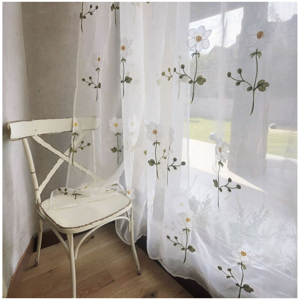 Set De 02 Visillos Bordados Con Argollas 140x230 Cm Mod10 image number 0.0