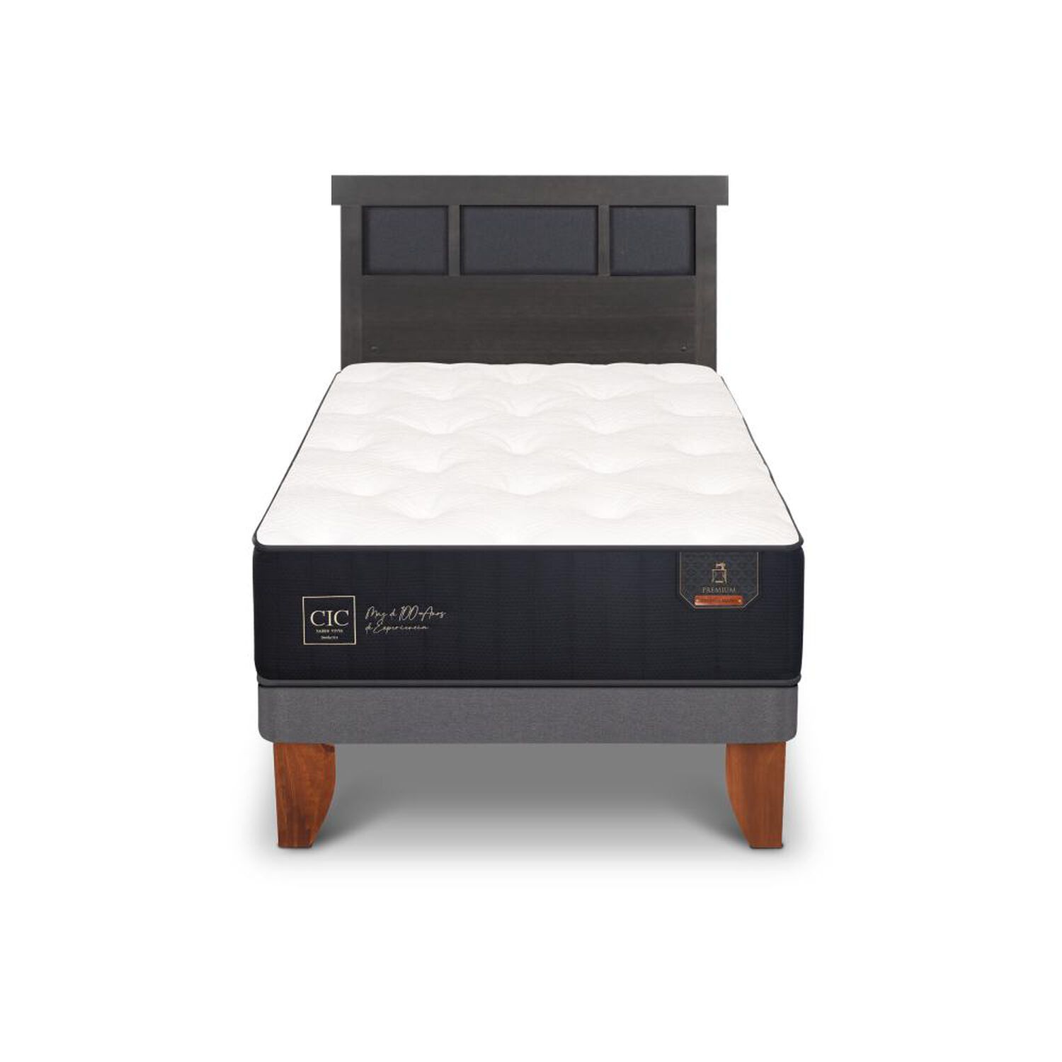 Cama Europea Cic Premium / 1.5 Plazas / Base Normal + Respaldo image number 0.0