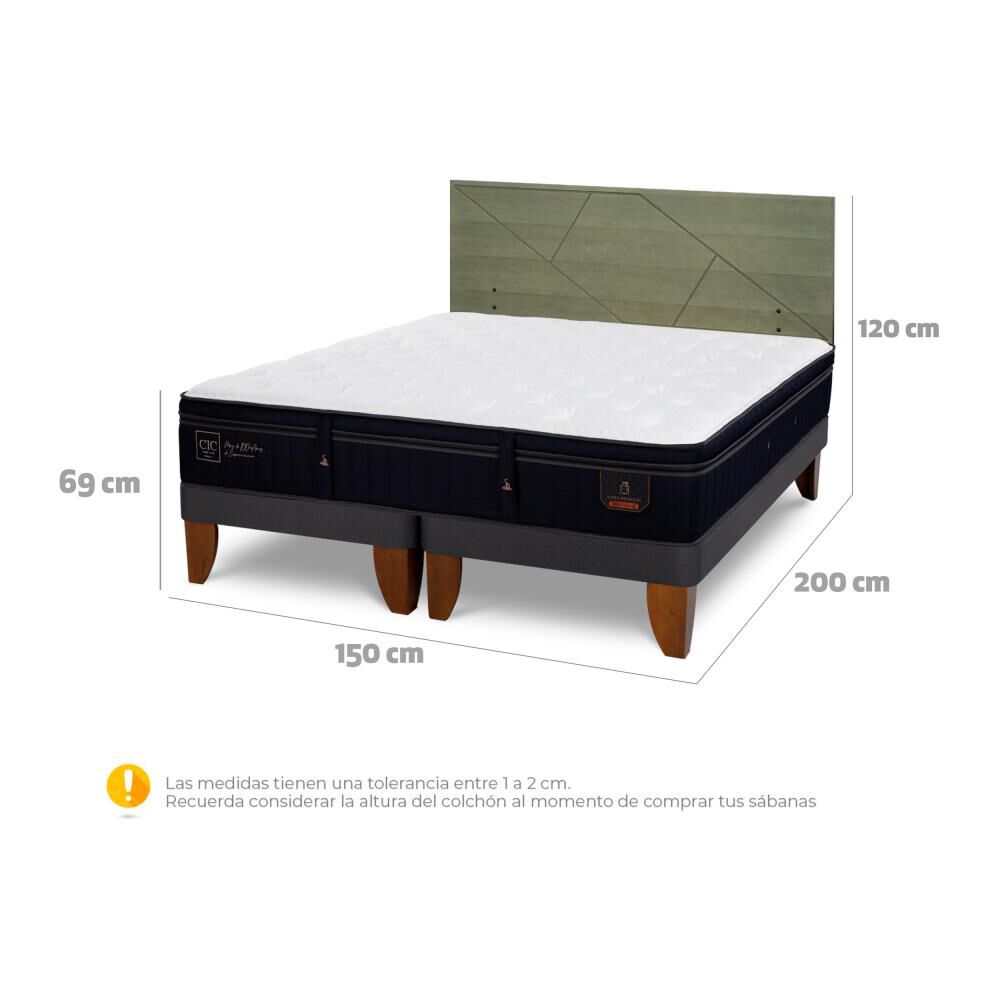 Cama Europea Cic Linea Premium / 2 Plazas / Base Dividida + Respaldo image number 6.0