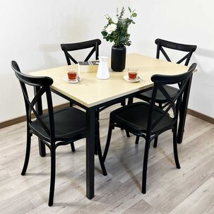 Juego De Comedor New York + 4 Sillas Crossback Retro Negras Juego De Comedor New York + 4 Sillas Crossback Retro Negras