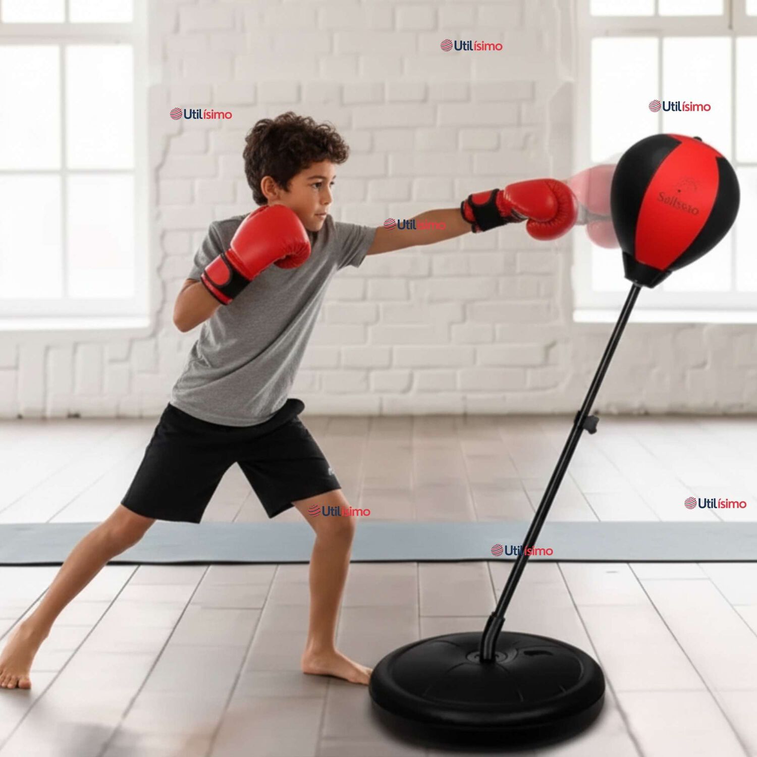 Set De Boxeo Punching Ball Altura Ajustable Con Guantes Y Bomba Para Ni&ntilde;os image number 0.0