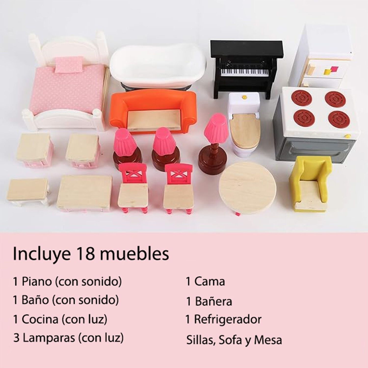 Casa De Mu&ntilde;ecas + Muebles Madera Montessori Bella image number 4.0