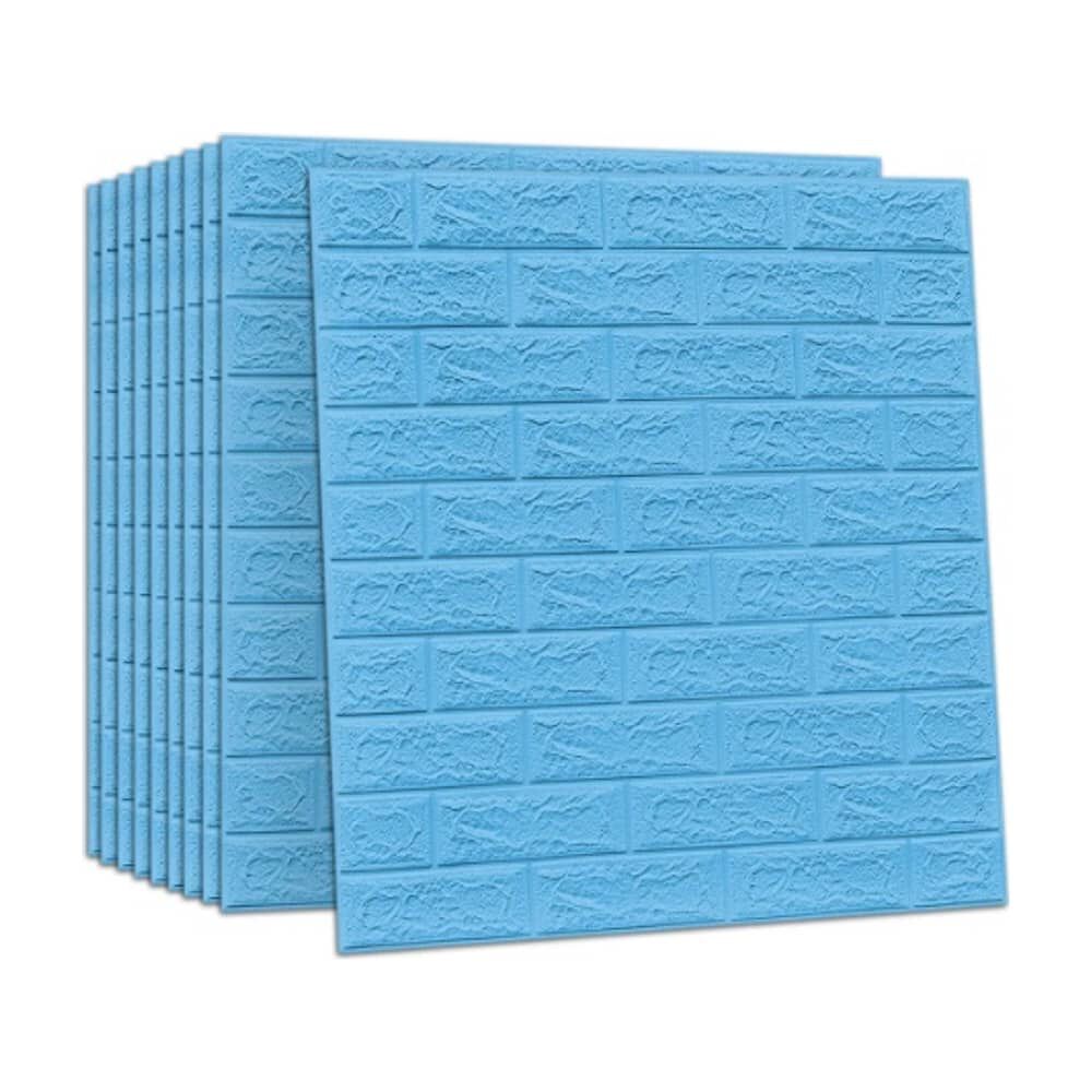 Pack 10 Lamina Papel Mural Autoadhesivo 3d Celeste image number 0.0