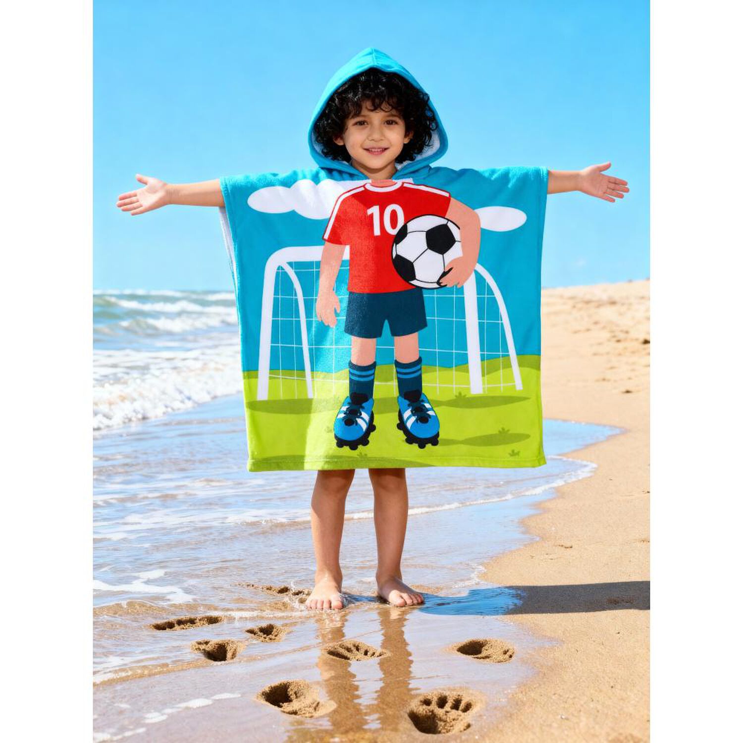 Toalla Playa Capucha Casaideal Kids Player / 60 X 120 Cm image number 0.0