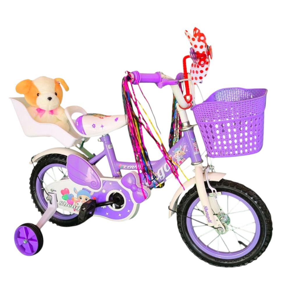 Bicicleta Aro 12 Infantil Con Peluchero Lila Shengdi image number 4.0