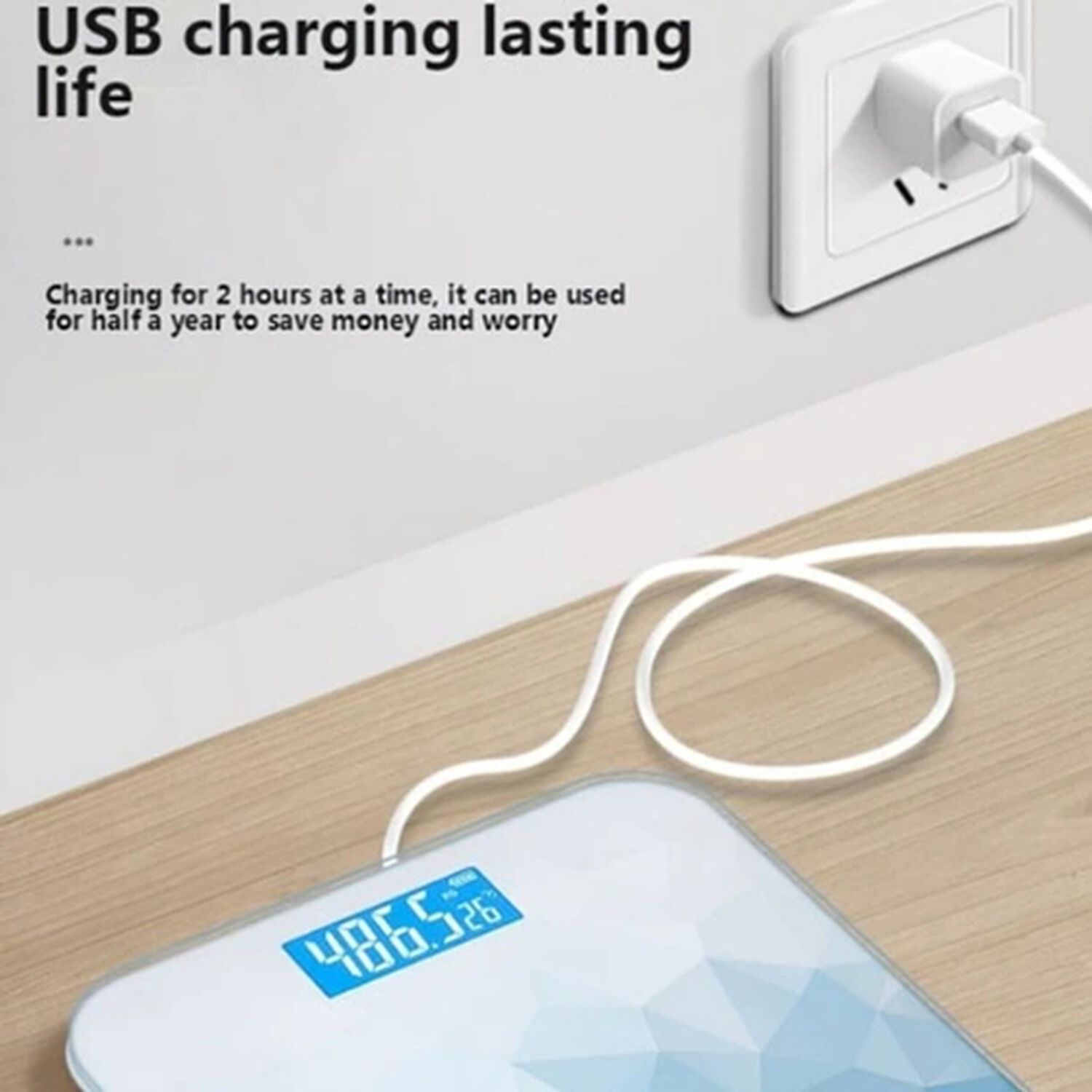 Balanza Pesa Ba&ntilde;o Usb Digital Vidrio Templado 180kgs image number 2.0