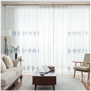 Set De 02 Visillos Bordados Con Argollas 140x230 Cm Mod12