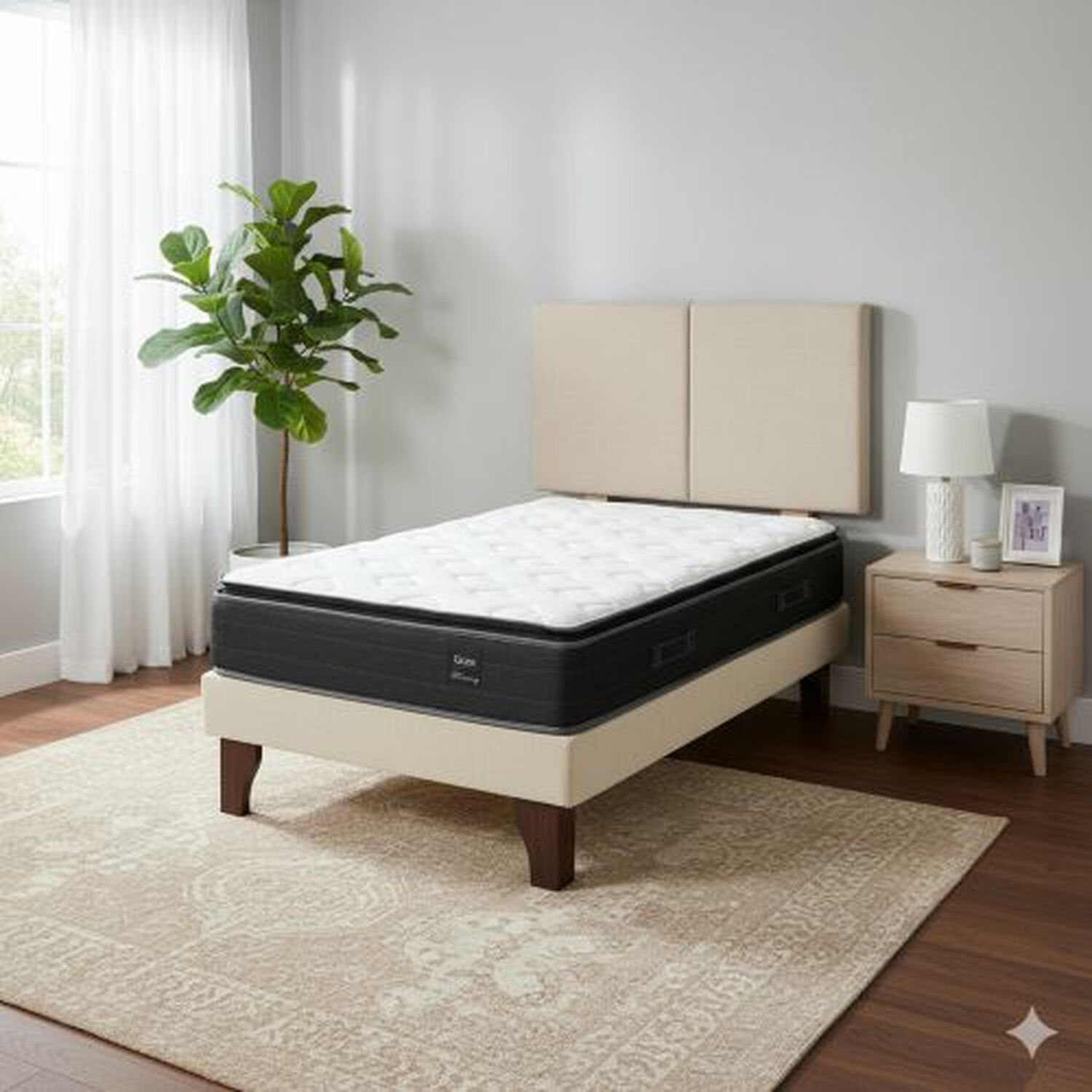 Cama Europea 1.5 Plaza 190 Plus Respaldo Everest image number 0.0