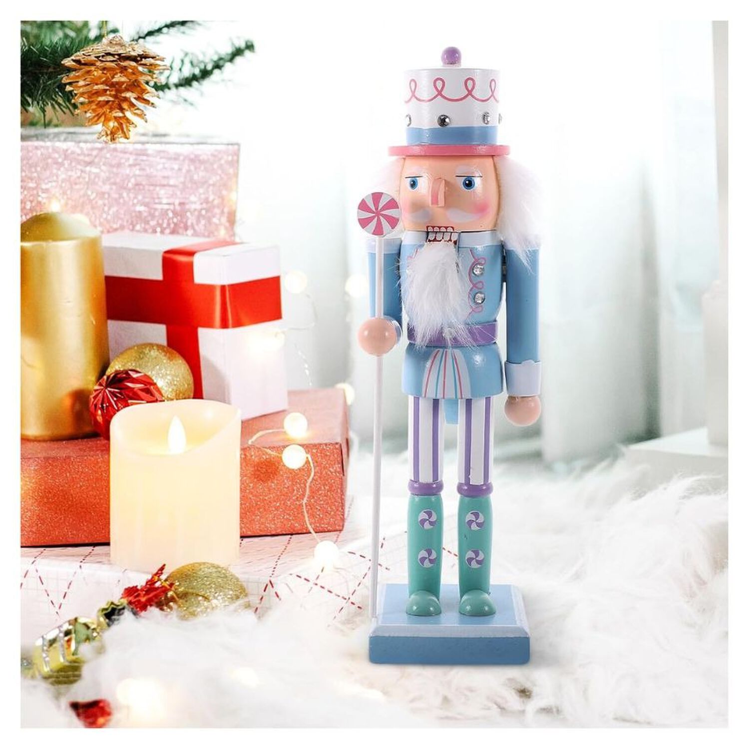 Cascanueces Navide&ntilde;o De Madera Soldado Azul Decoracion Navidad 39cm image number 2.0
