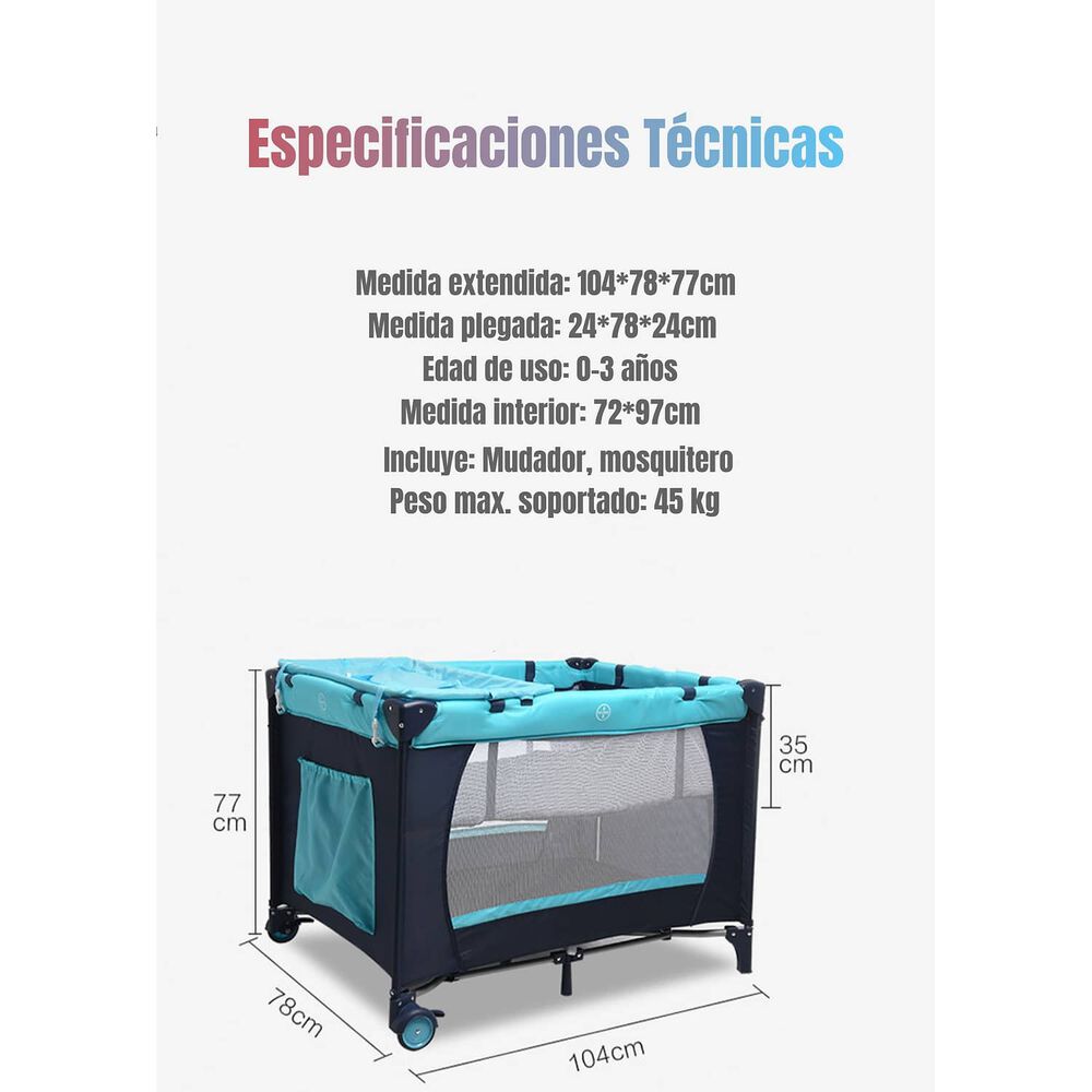 Cuna Corral Con Mudador Mosquitero Colch&oacute;n Rosada Lubabycas image number 1.0