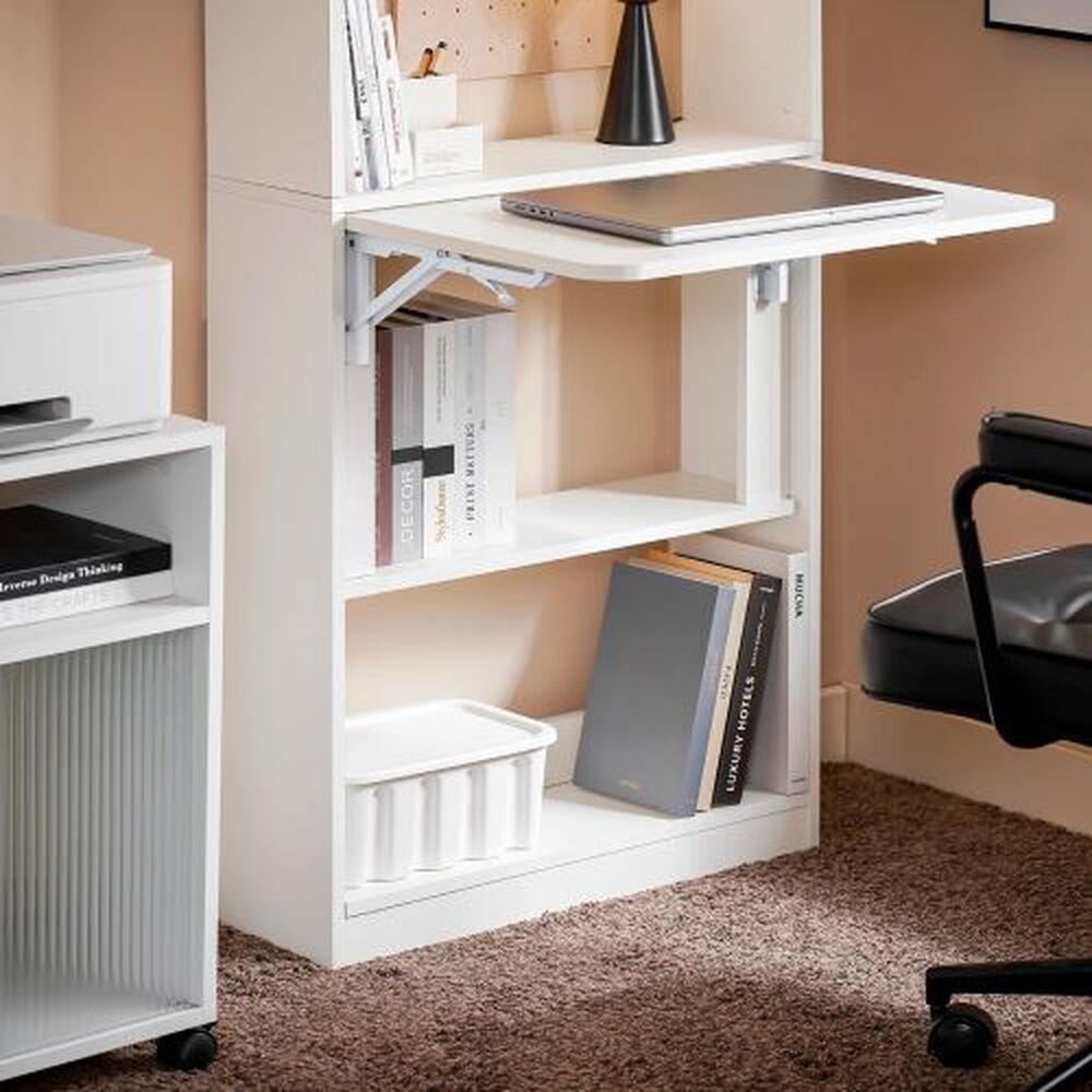 Estantería Con Escritorio Plegable Compacto - Blanco image number 0.0
