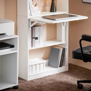 Estantería Con Escritorio Plegable Compacto - Blanco Estantería Con Escritorio Plegable Compacto - Blanco