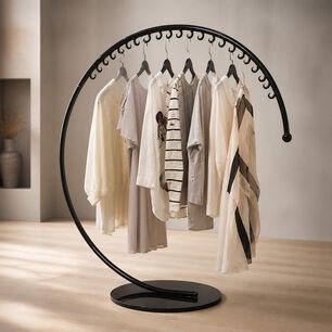 Perchero Colgador Exhibidor Circular Metalico Con 30 Ganchos Color Negro