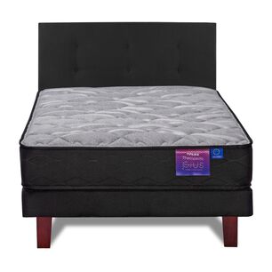 Cama Europea Flex Therapedic Plus / 1.5 Plazas / Base Normal + Respaldo Royal Negro