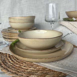 Set De 6 Plato Redondo Ceramica 26 Cm Beige Linea Ekos