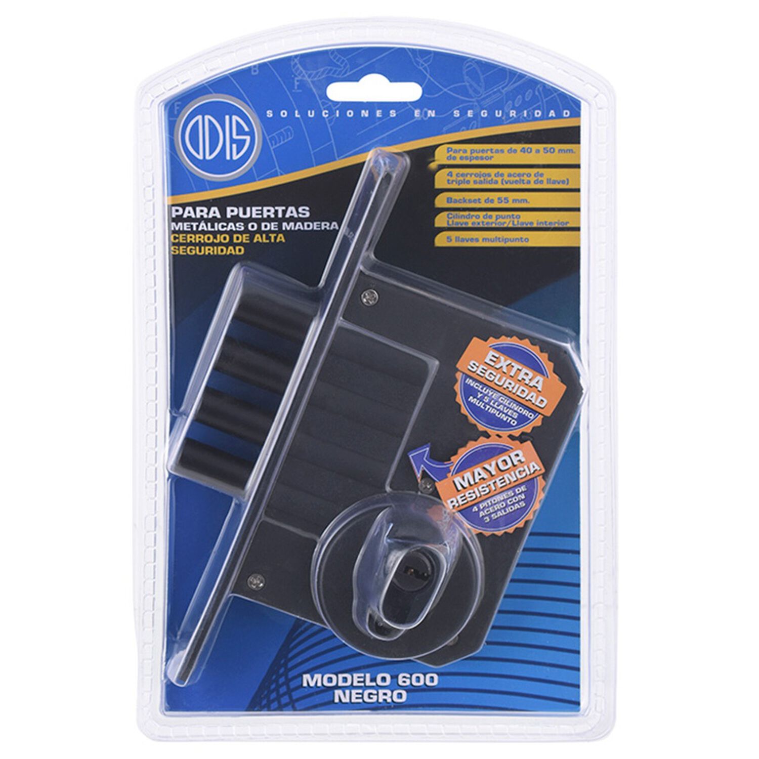 Cerrojo Embutir Odis 600 Llave-llave - Negro image number 7.0
