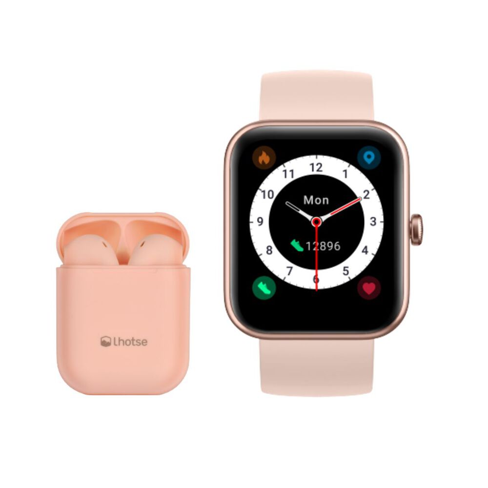 Pack Smartwatch Lhotse Live 206 42mm Pink + Audifono Rm12 image number 0.0