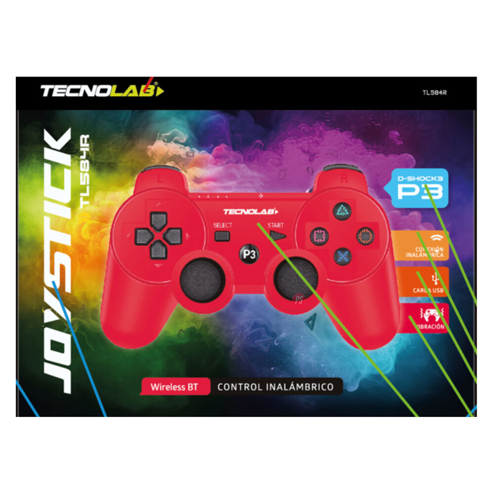 Joystick Compatible Ps3 Con Bluetooth Y Vibración Rojo - Ps image number 2.0