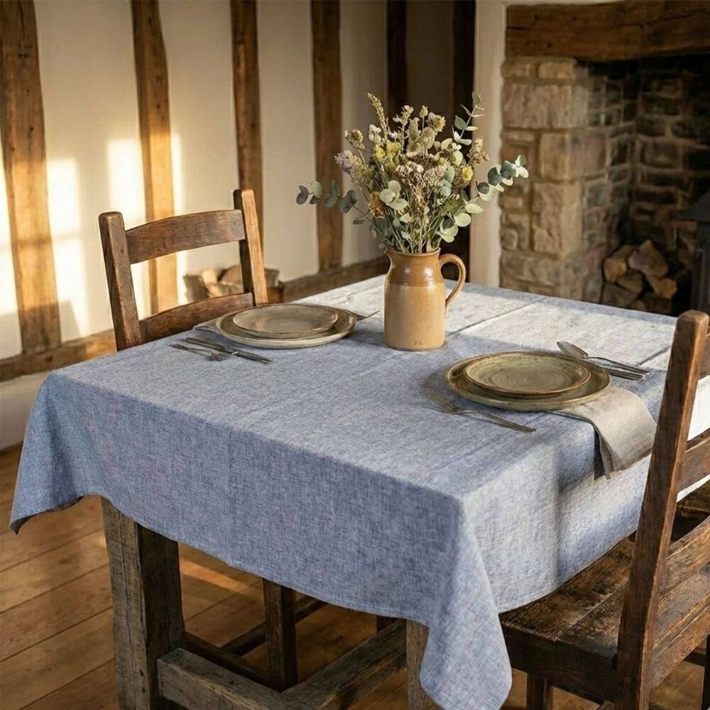 Mantel De Algod&oacute;n Edgar Azul 157x227 Cm image number 2.0