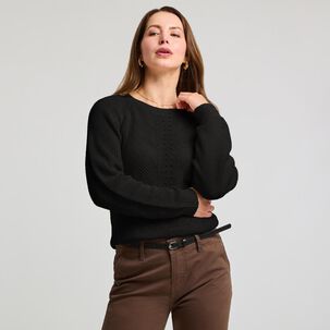 Sweater Básico Trenzado Manga Larga Cuello Redondo Mujer Geeps
