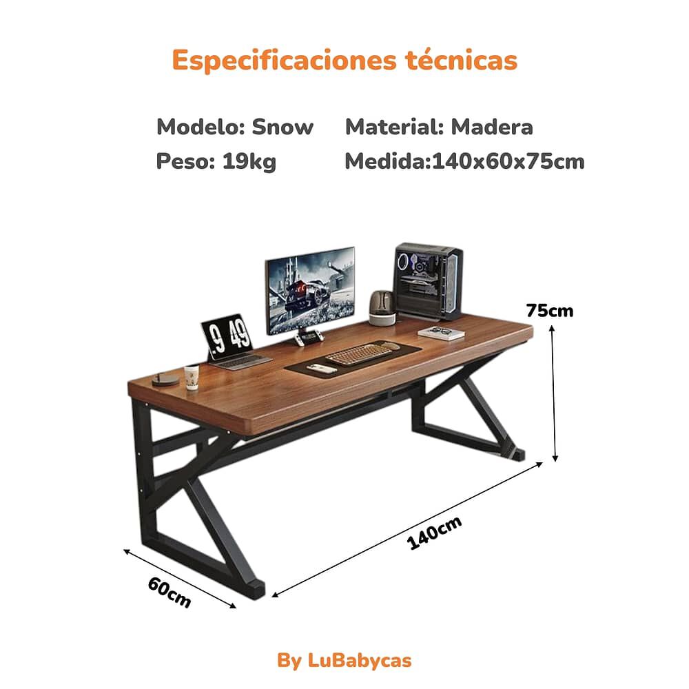 Escritorio De Madera Dise&ntilde;o K Snow 140cm Lubabycas image number 7.0