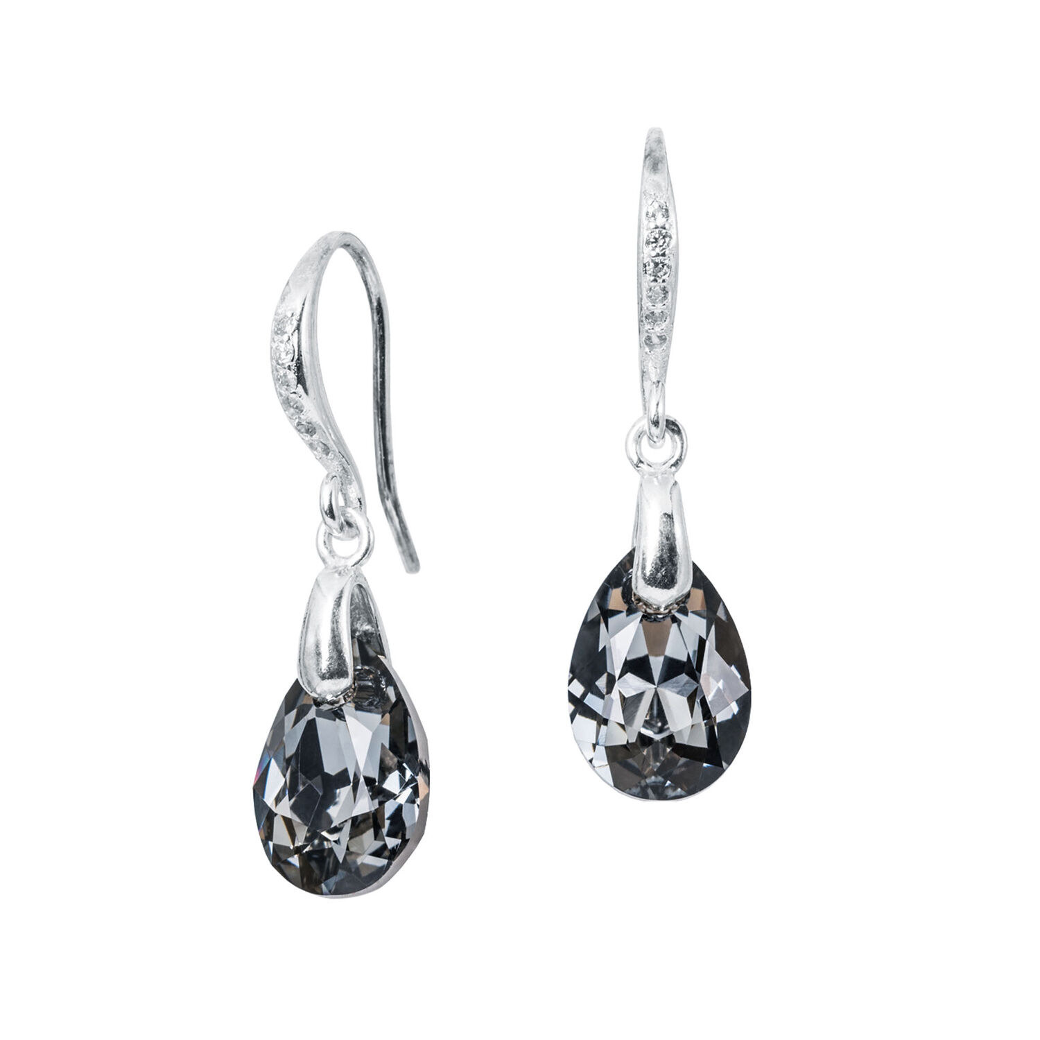 Aros Gota De Luz Plata Italiana 925 Y Cristales Genuinos Silver Night image number 0.0