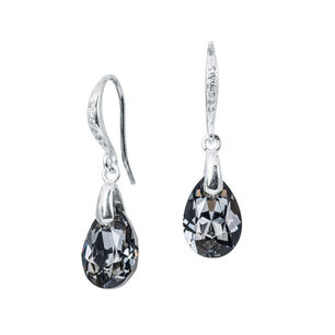 Aros Gota De Luz Plata Italiana 925 Y Cristales Genuinos Silver Night