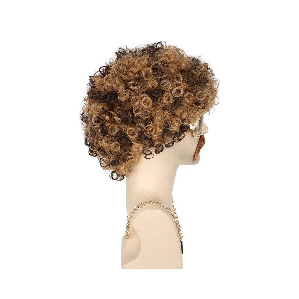 Set Disfraz Afro Retro Hombre A&ntilde;os 80 Onda Disco Pelo image number 5.0