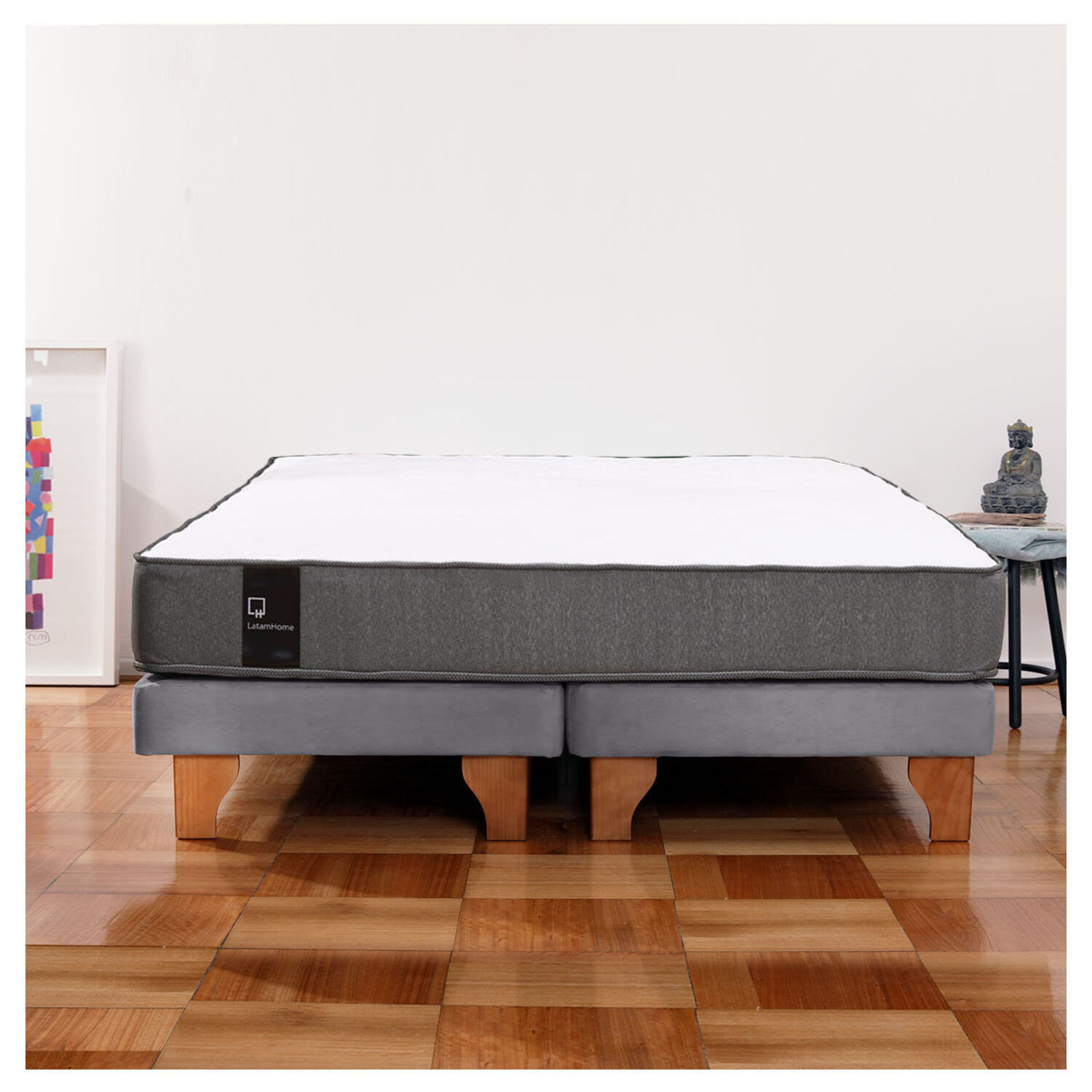 Cama Europea Zen Best Tela Velvet Gris 2 Plazas image number 0.0