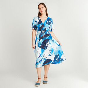 Vestido Regular Manga Corta Cuello Escotado Mujer Lorenzo Di Pontti