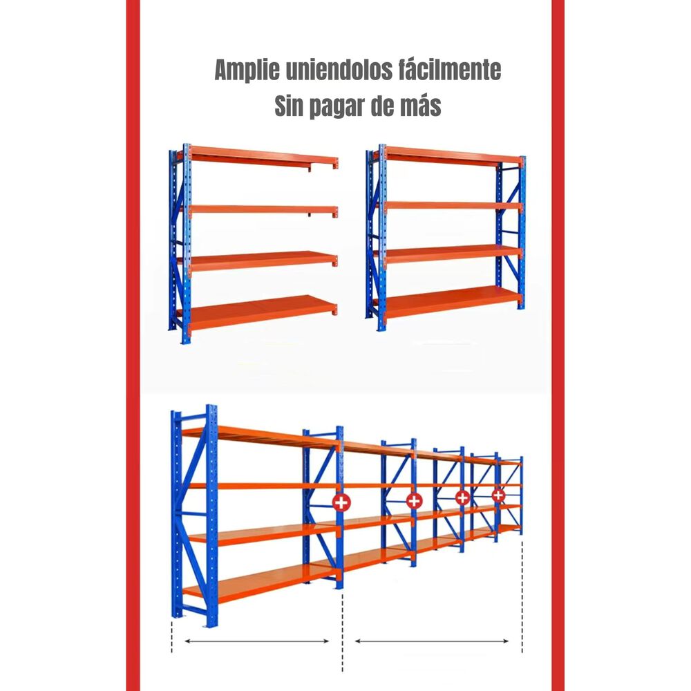 Estantes Metalicos 200*60*200cm Azul Naranjo 800 Kilos image number 11.0