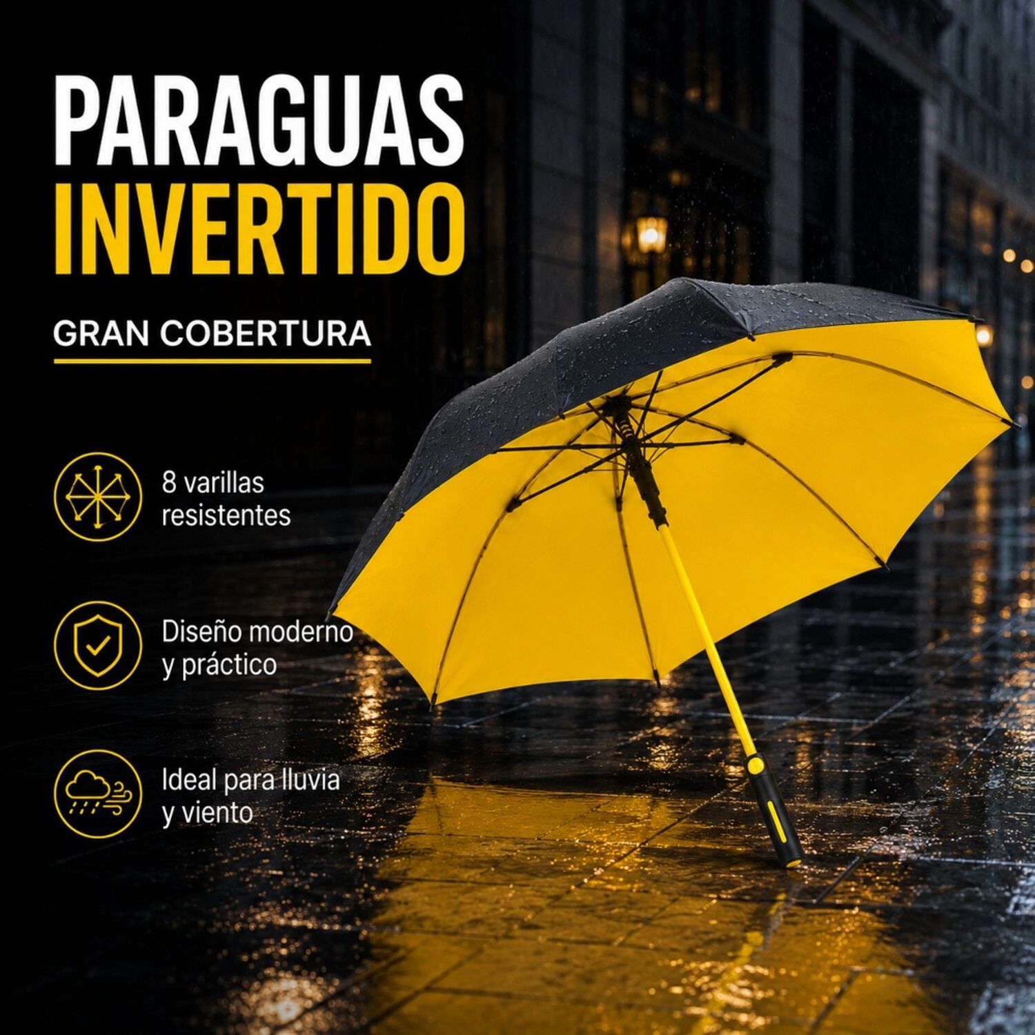 Paraguas Invertido Para Invierno Antiviento 8 Varillas image number 14.0