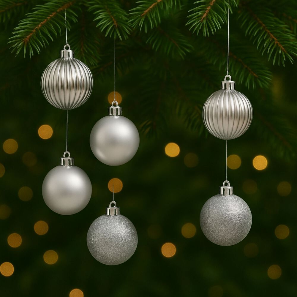 6 Bambalinas Esferas 6cm Navideña Plateado Adorno Decoración image number 2.0