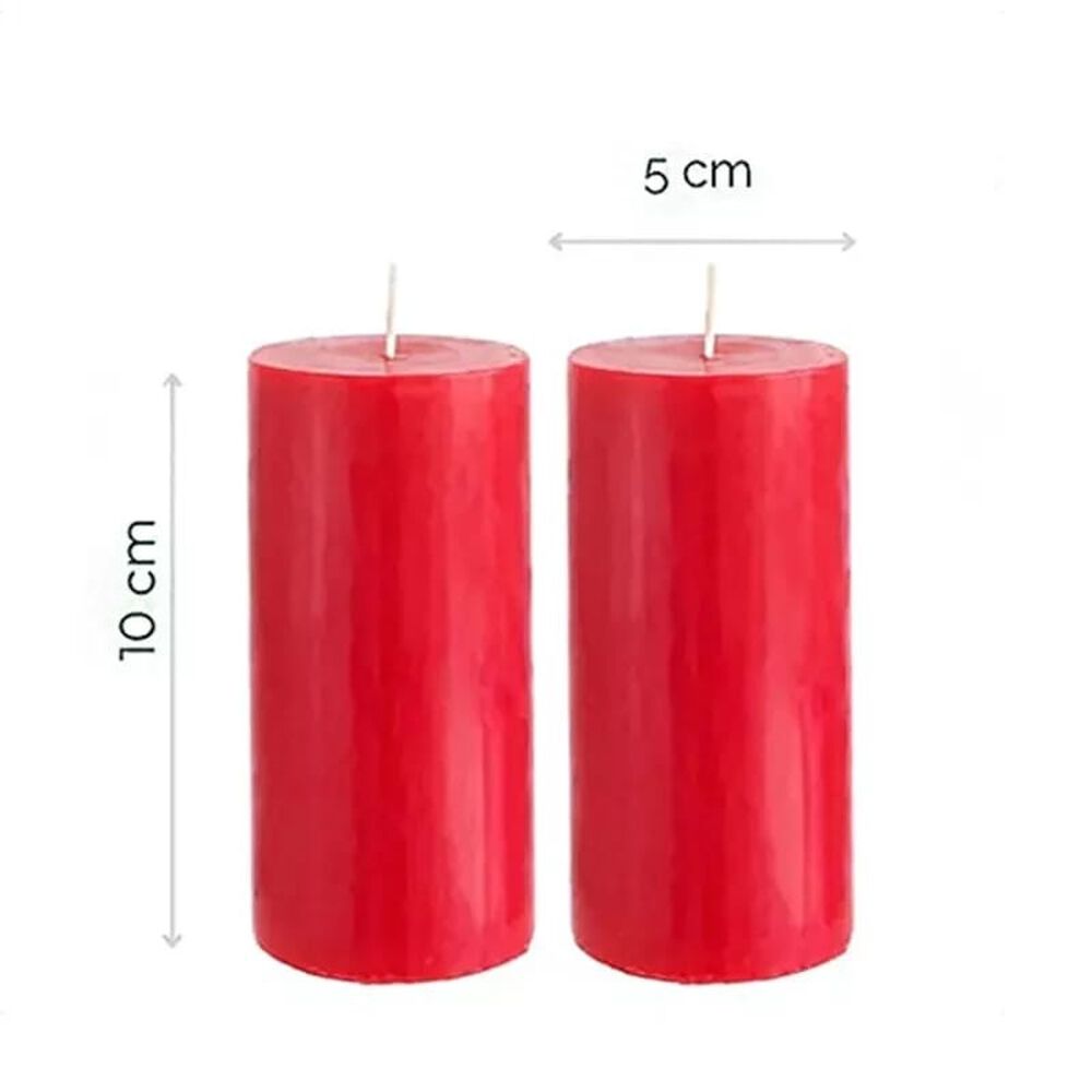 Pack De 2 Velas Cirios Rojos 10 X 5 Cm image number 1.0