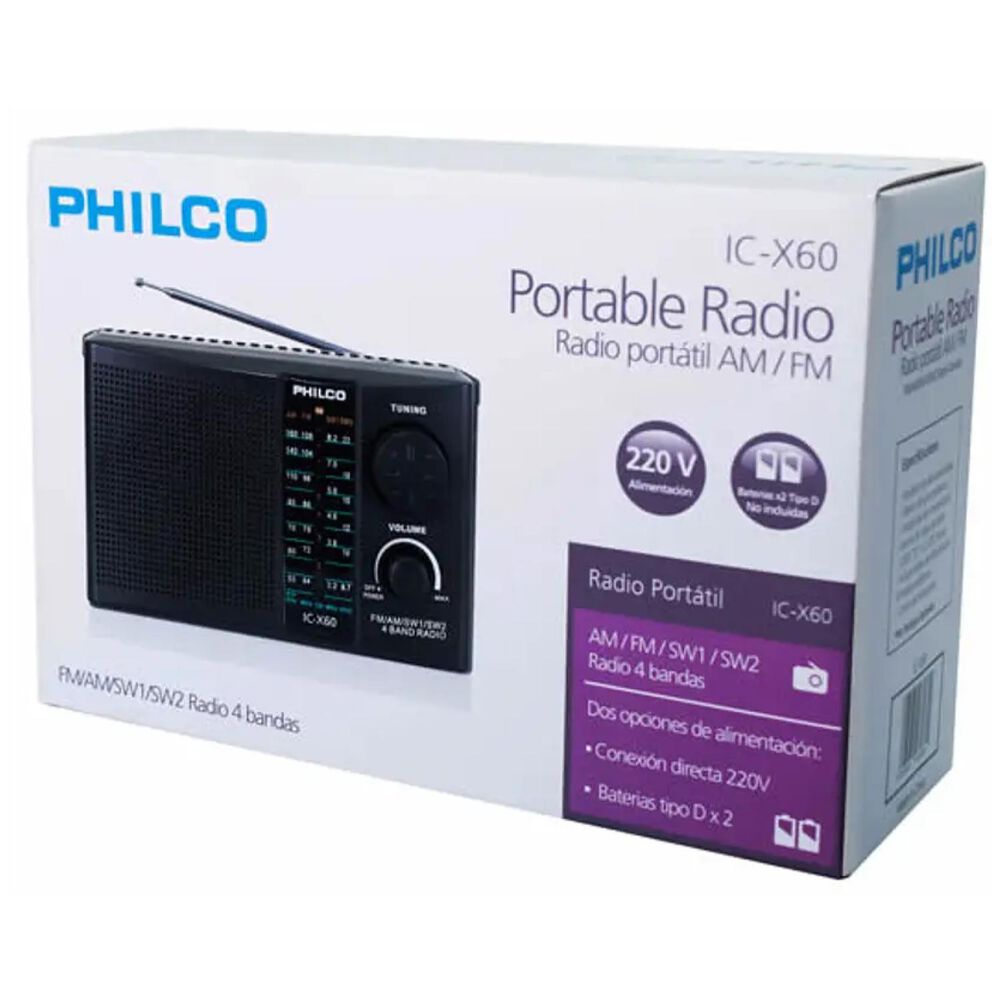 Radio Portatil Am Fm Sw1 4 Bandas Negro Cx60 image number 1.0
