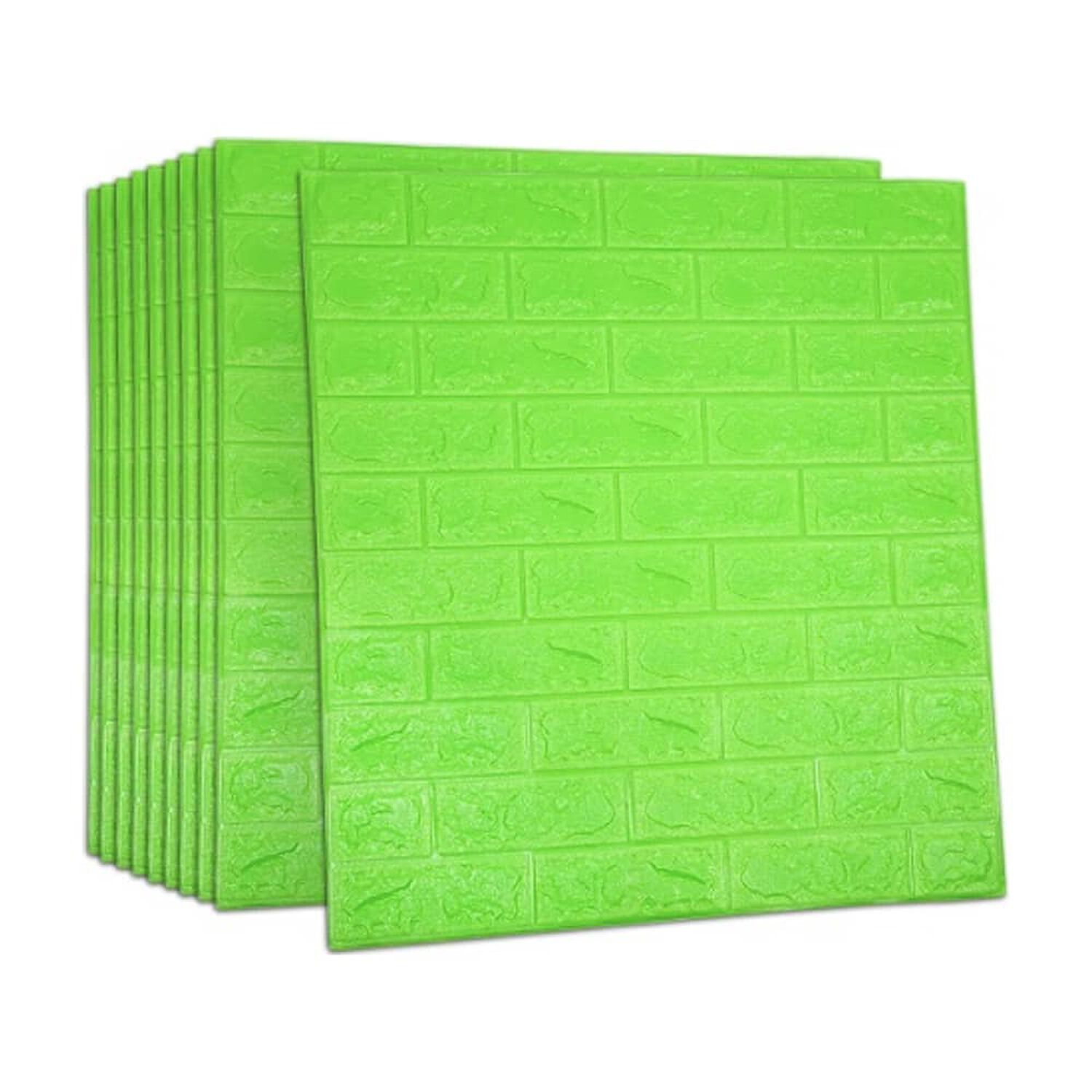 Pack 10 Lamina Papel Mural Autoadhesivo 3d Ladrillo Verde image number 0.0