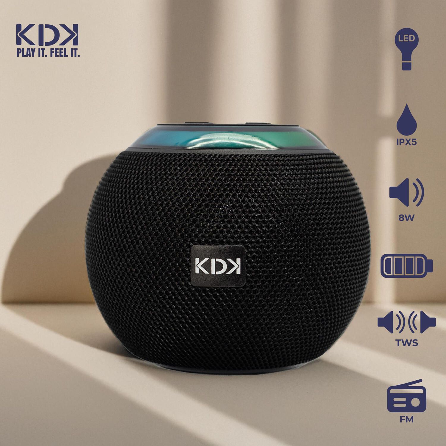 Parlante Mini Bluetooth Kdk Orb Bola 8w Negro image number 4.0