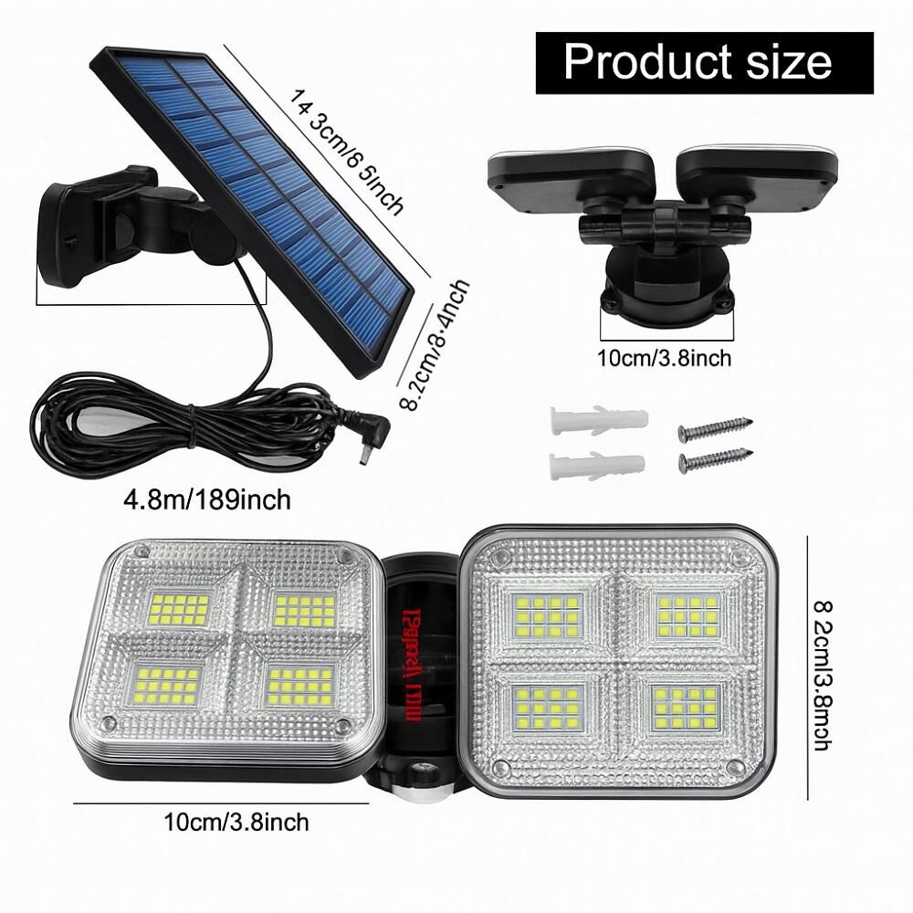 Luz Solar Foco Triple Cabezal Con Sensor De Movimientos Negro Con Cable image number 3.0