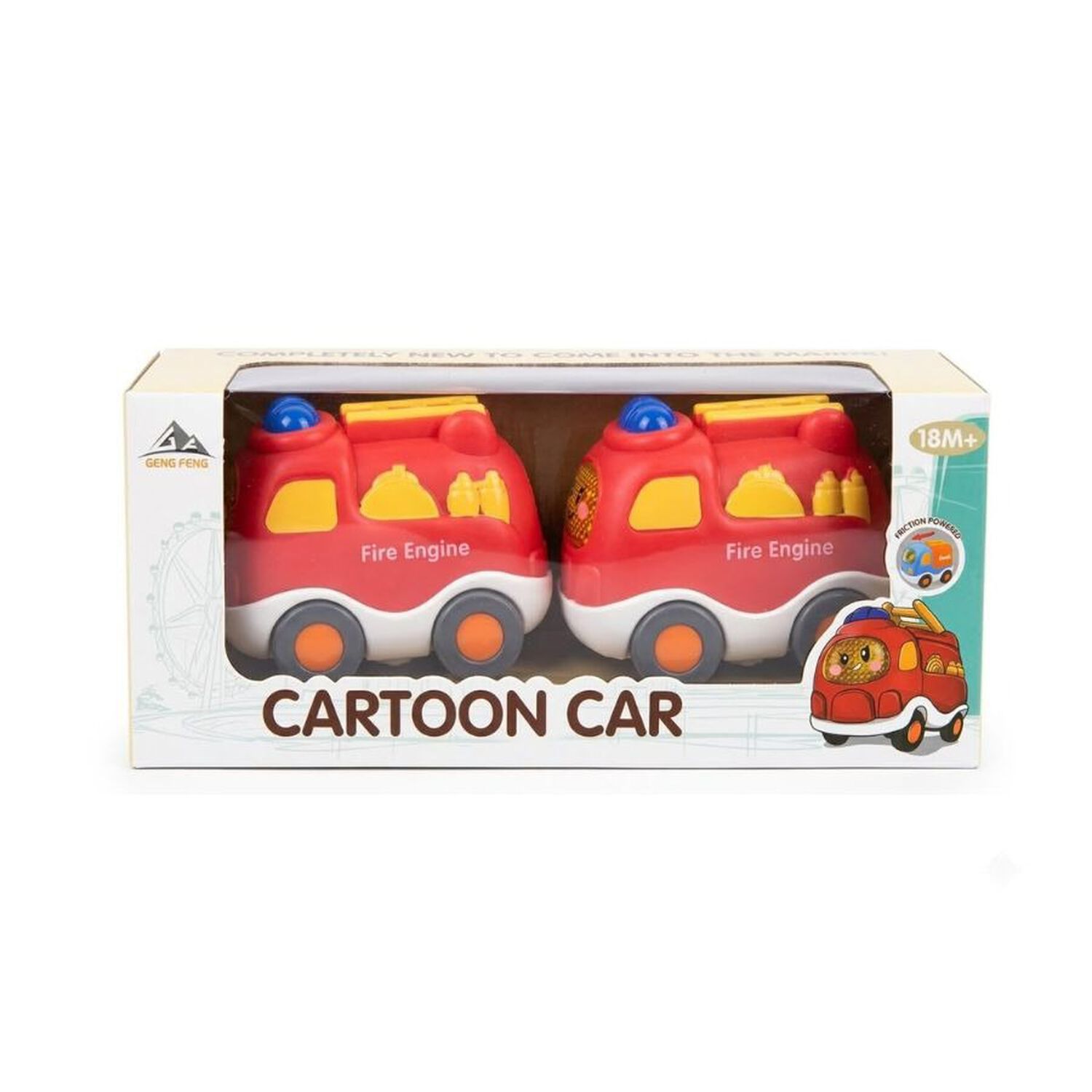 Set 2 Autos Juguete Cartoon Car Bombero Cami&oacute;n Beb&eacute; image number 0.0