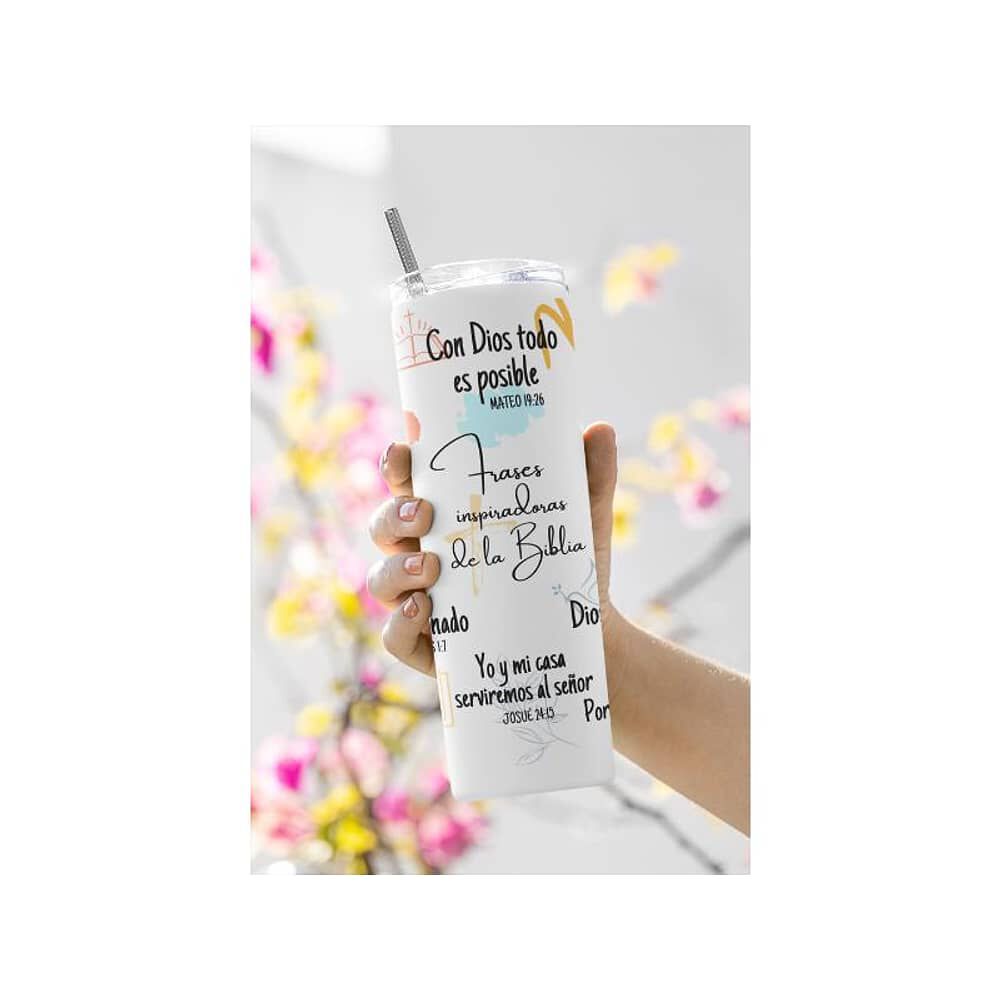 Termo Botella T&eacute;rmica Cristiano Con Vers&iacute;culos B&iacute;blicos Evang&eacute;lico Jes&uacute;s image number 5.0