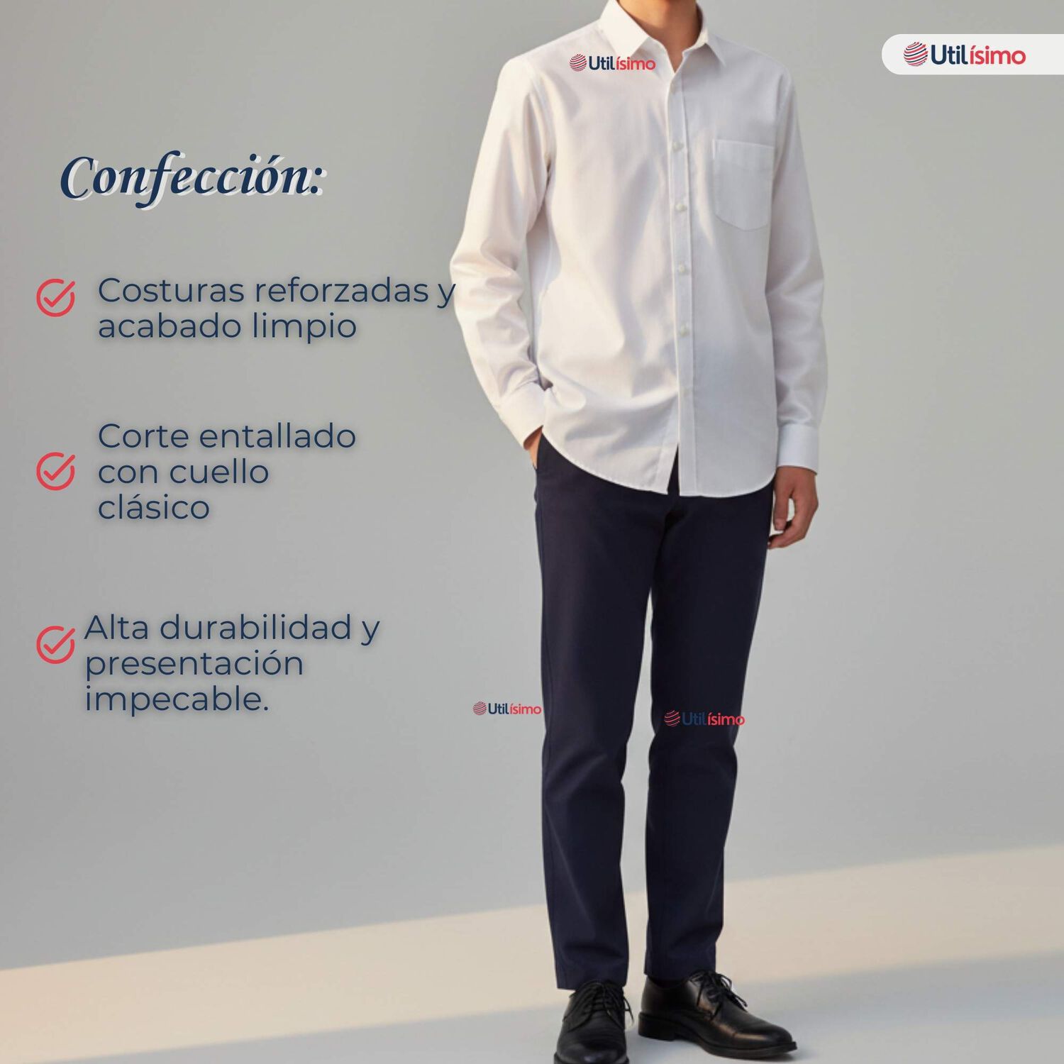 Pack 3 Camisas Escolares Blanca Manga Larga Colegio Para Ni&ntilde;os Y Juvenil image number 4.0