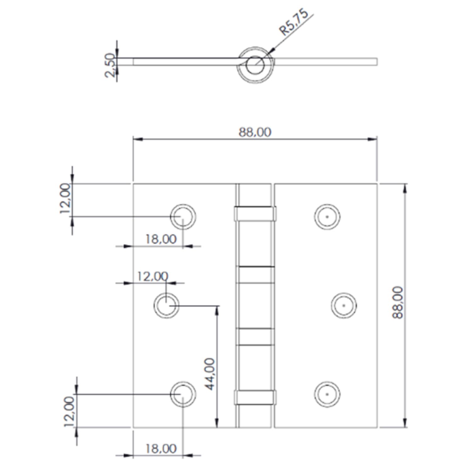 Pack 3 Bisagras Fierro Odis Con Rodamiento 3,5&rdquo;&times;3,5&rdquo;&times;2,2mm - Plata image number 5.0