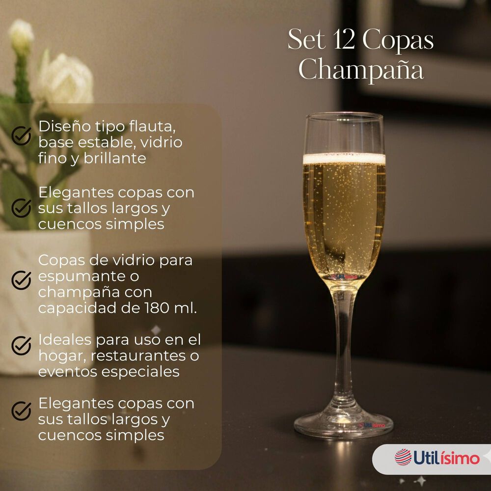 Set De 12 Copas De Champa&ntilde;a Espumante 180 Ml image number 1.0