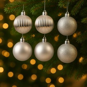 6 Bambalinas Esferas 6cm Navideña Plateado Adorno Decoración 6 Bambalinas Esferas 6cm Navideña Plateado Adorno Decoración