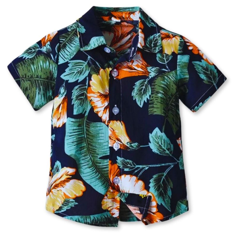 Camisa Hawaiana Manga Corta Ni&ntilde;o De 6 Meses A 7 A&ntilde;os Verano Tropical Surtido image number 3.0